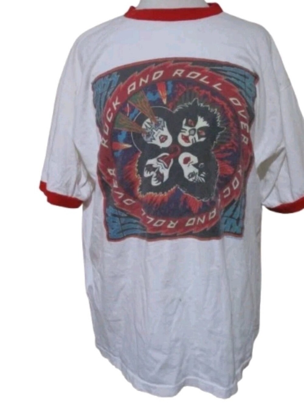 Vintage 1990s 90s KISS Rock Band Metal Music Ringer Band Tee Shirt